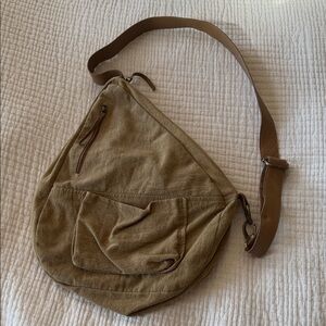 Free People Tan Canvas Crossbody Bag